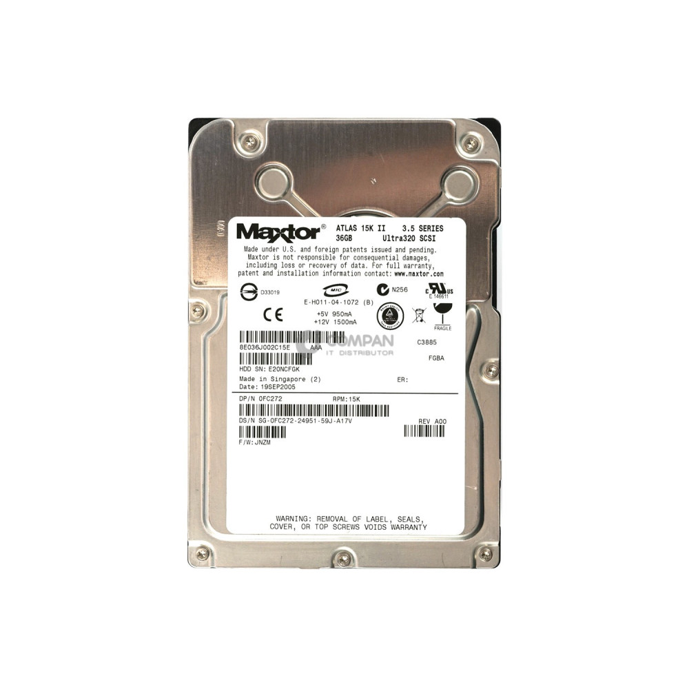 FC272 DELL 36GB 15K U320 SCSI 3.5 LFF HOT-SWAP